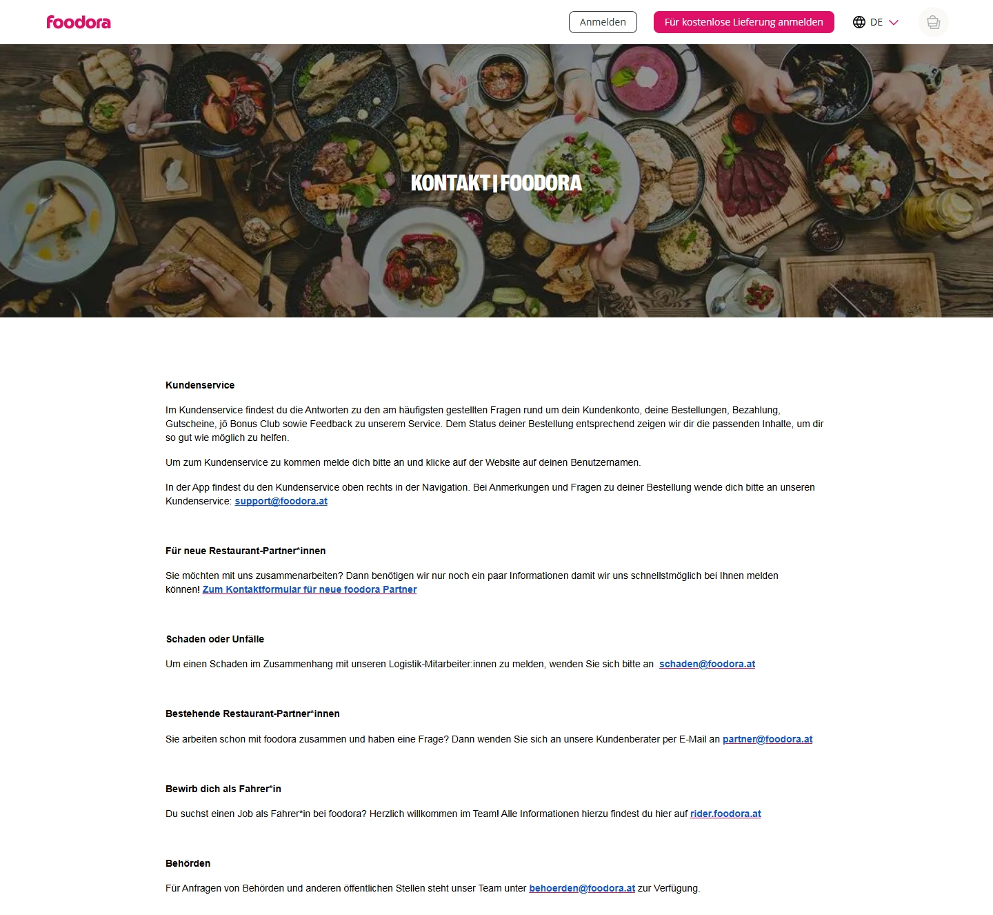 Foodora Kundenservice