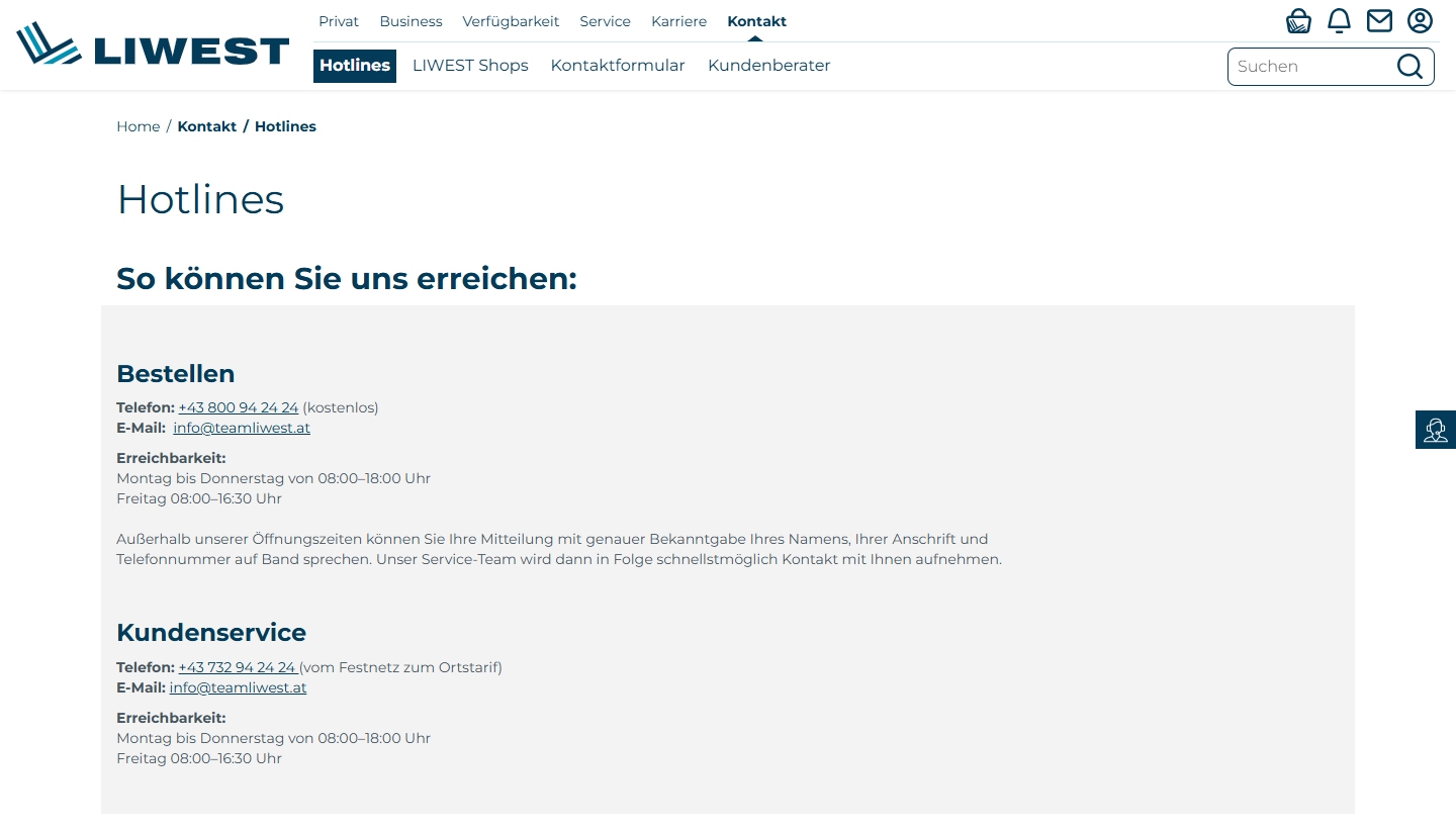 LIWEST Kundenservice LIWEST Kundenservice