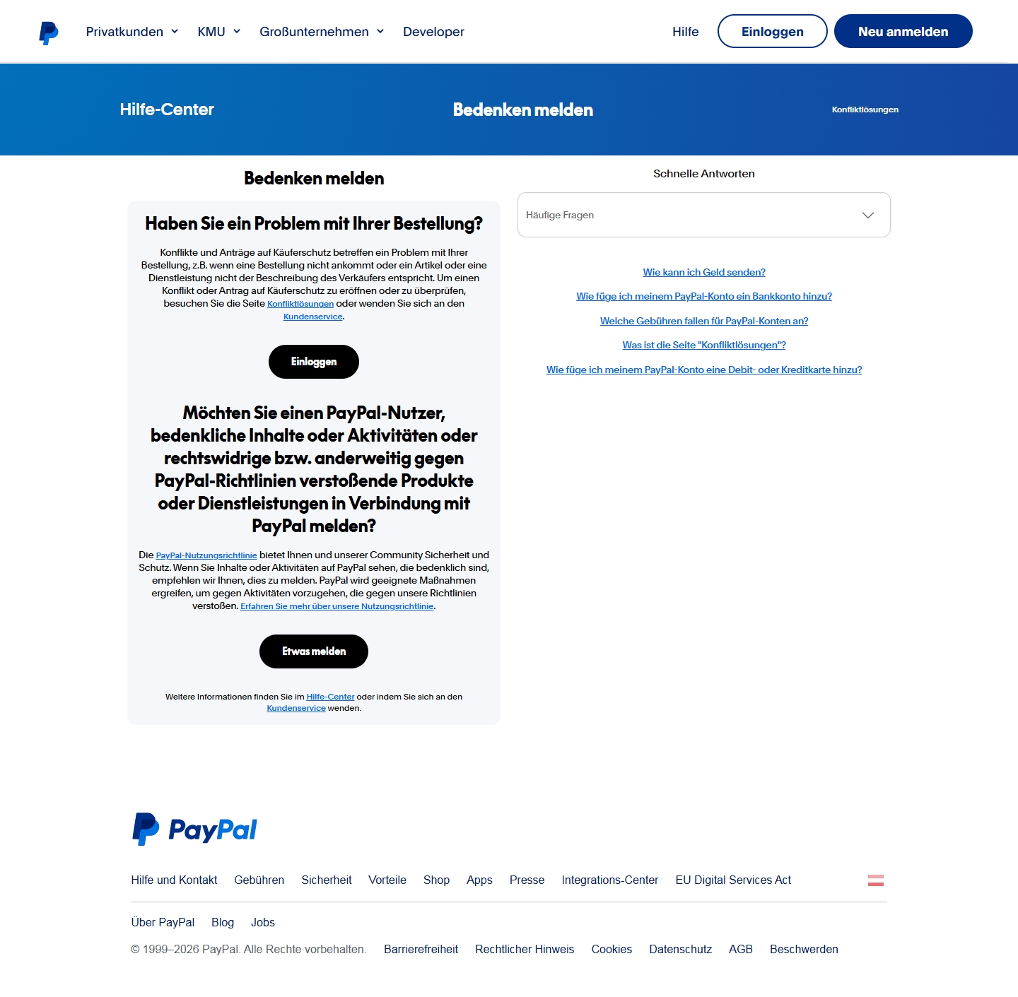 Paypal Kundenservice