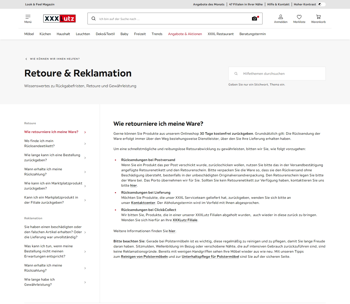 XXXLutz Kundenservice